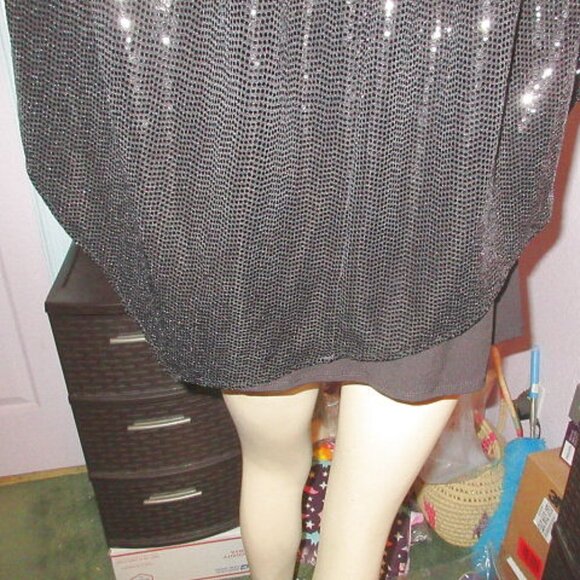Prelude Sequin Poncho Top Size XXL Asymmetrical Layered Look Witchy Whimsigoth - Picture 12 of 14